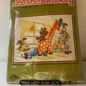 Sunset Stitchery Party Time For Toys Wool Embroidery Kit 2610 Fits Frame 14x18